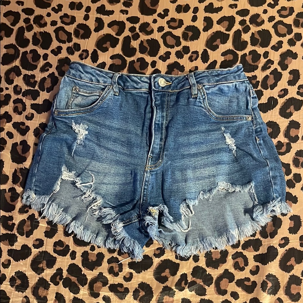 Love Tree Blue Distressed Jean Shorts